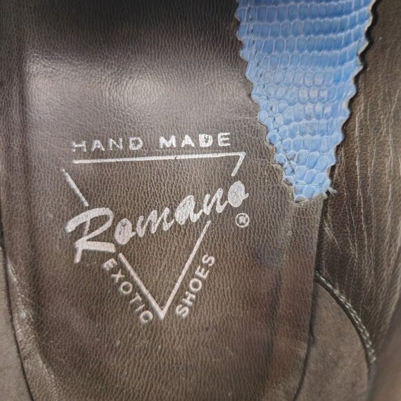 Vintage Exotic Romano Eel Crocodile Dress Shoes Baby Blue Cream Derby Oxford 9.5 - Picture 9 of 12